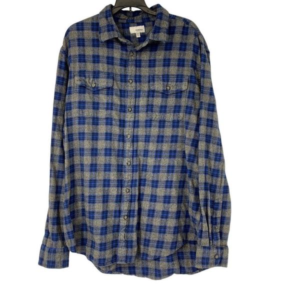 Sonoma Other - Mens Sonoma Plaid Flannel Shirt XL Cotton 2941 Blue Gray Button Up